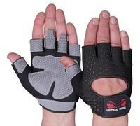 LETHAL MODE Gym Gloves For Men Women Weight lifting Gloves With Wrist support Adjustable Straps Padded Gloves Extra Grip Palm Protection Breathable Exercise Gloves (Black (Short Straps), S)