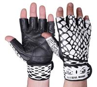 LETHAL MODE Gym Gloves Weight lifting Gloves Wrist support 36CM Adjustable Straps for Men Women Anti Slink Padded Gloves Extra Grip Palm Protection Workout Gloves (White - Short Wrist Strap, S)