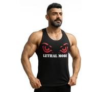 LETHAL MODE Men's Athletic Tank Top, Cotton Blend Sleeveless Gym Vest, Moisture-Wicking Workout Top for Bodybuilding (UK, Alpha, L, 3XL, Regular, Regular, Black)