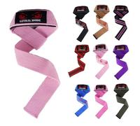 Lethal Mode Weight Lifting Straps Silicon Padded Heavy Duty Wrist Straps Weightlifting Unisex Gym Wrist Straps For Power Lifting Deadlift Non-Slip (Light Pink)