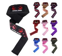 Lethal Mode Weight Lifting Straps Silicon Padded Heavy Duty Wrist Straps Weightlifting Unisex Gym Wrist Straps For Power Lifting Deadlift Non-Slip (Black/Silicon)