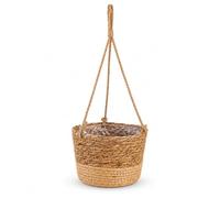 Lethargic 1-Pack Woven Grass Hanging Planter, Grey Decorative Flower Basket Rustic Hanging Plant Pot for Ivy and Trailing Plants, Balcony, Garden Wall and Living Room，Natural colour：50x20x12cm