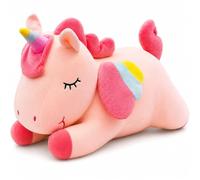 Lethargic Unicorn Plush Toy, Soft Cartoon Unicorn Stuffed Animal and Cuddly Pillow, Cute Plush Doll for Bedroom Decoration, Birthday Pink：30cm