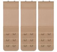 Lethiemta 3PCS Bra Extenders, Stainless Steel Hook Stretchy Women's Bra Extenders, Soft and Comfortable Bra Strap Extender with 2 Hooks 3 Row Bra Extension for Girls (Apricot-2 Hook)
