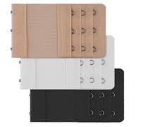 Lethiemta 3PCS Bra Extenders, Stainless Steel Hook Stretchy Women's Bra Extenders, Soft and Comfortable Bra Strap Extender with 3 Hooks 3 Row Bra Extension for Girls (Black+White+Apricot-3 Hook)
