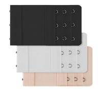 Lethiemta 3PCS Bra Extenders, Stainless Steel Hook Stretchy Women's Bra Extenders, Soft and Comfortable Bra Strap Extender with 3 Hooks 3 Row Bra Extension for Girls (Black+White+Skin Color-3 Hook)