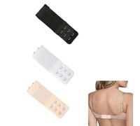 Lethiemta 3PCS Bra Extenders, Stainless Steel Hook Stretchy Women's Bra Extenders, Soft and Comfortable Bra Strap Extender with 2 Hooks 3 Row Bra Extension for Girls (Black+White+Skin Color-2 Hook)