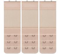 Lethiemta 3PCS Bra Extenders, Stainless Steel Hook Stretchy Women's Bra Extenders, Soft and Comfortable Bra Strap Extender with 2 Hooks 3 Row Bra Extension for Girls (Skin Color-2 Hook)