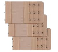 Lethiemta 3PCS Bra Extenders, Stainless Steel Hook Stretchy Women's Bra Extenders, Soft and Comfortable Bra Strap Extender with 3 Hooks 3 Row Bra Extension for Girls (Apricot-3 Hook)