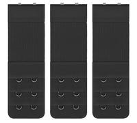 Lethiemta 3PCS Bra Extenders, Stainless Steel Hook Stretchy Women's Bra Extenders, Soft and Comfortable Bra Strap Extender with 2 Hooks 3 Row Bra Extension for Girls (Black-2 Hook)