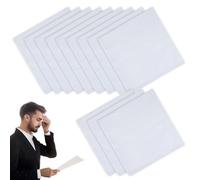 Lethra 12pcs Men's Handkerchiefs Cotton Large, 100% Soft White Handkerchiefs for Men's Women's Suit for Christmas Grooms Weddings Party Celebration Prom, Premium Large Pure White Pocket Square 16inch