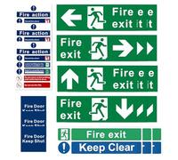 Lethra 21 PCS Fire Exit Sign, Self Adhesive Safety Signs Set, Fire Door Keep Shut Sign, Fire Action Notice, Fire Action Notice Vinyl Stickers Keep Clear (Right, Left, Up, Down Arrow)