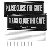 Lethra 2Pcs Please Close the Gate Sign, Dog Signs for Gates, Close the Gate Sign, Personalised Signs and Plaques, 90mm x 250mm, Black, with 8PCS Cable Ties and Screws, for Indoor Outdoor Yard, Patio