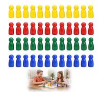 Lethra 48PCS Wooden Pawns Board Game Pieces, Multicolour Pawns Board Game Pawns Replacement, Wooden Chess Pieces for Board Games Tabletop Games Flight Chess Crafts DIY Projects