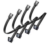 Lethra 4PCS SATA Cable III, 90 Degree Right SATA III 6.0 Gbps Cables,Hard Drive Cable,6Gbps Straight Compatible with SATA HDD, CD burner, SSD, CD drive, Blu-ray drive etc, Black