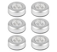 Lethra 6PCS LED Push Lights, Cordless Puck Stick On Wall Lights with Tap Touch Control, Battery Powered Wireless Night Lights for Closets Cabinets Wardrobes for Kitchen Stairs Storage