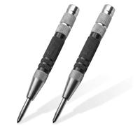 Lethra Automatic Center Punch 2PCS, Accurate Marking Adjustable Spring Impact Loaded Center Hole Punch for Machinists Glass Wood Thin Steel More Metal Sheets Hand Push Punching (Black)