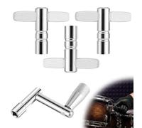 Lethra Drum Key Tool 4PCS, Adjustable Drum Wrench Tool, Universal Stainless Drum Tuner Key, for Parties and Drummers Enthusiasts, Acoustic Electronic Drums/Bass Drum/Snare Drum (Silver)