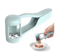 Lethra Grape Cutter for Toddlers, Multi Grape Quarter Cutter Tool Stainless Steel Blades for Grape Tomato Cherry Strawberry Olive Tool Into Vegetable Fruit Salad Slicer Kitchen Gadget (Light Blue)