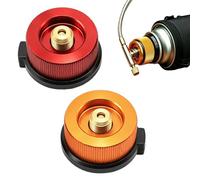 Lethra Portable Gas Refill Adapter 2PCS, Lightweight Stove Convert Connector Butane Canister to Screw Gas Cartridge for Hiking Picnics BBQs Camping Other Outdoor Activities (Red+Yellow)