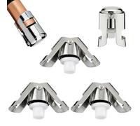 Lethra Stainless Steel Champagne Wine Stoppers, 3PCS Airtight Seal Leak-Proof Reusable Bottles Stopper Keeps Bubbles Fresh for Standard Champagne Home Family Friends Party Bar Use, Silver