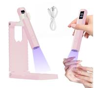 Lethra UV Lamp for Gel Nails, Nail Lamp for Gel Polish with Stand, Portable LED Nail Lamp with Folding Stand for DIY Salon at Home DIY Extension (Pink)