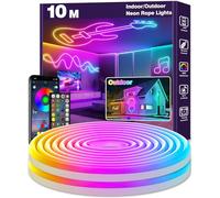 LETIANPAI 10m Neon Rope Lights, Multiple Modes,Flexible LED Cord Lights Controlled with App/Remote, IP65 Outdoor RGBWaterproof, Music Sync Led Neon Light Strip for Bedroom Decoration
