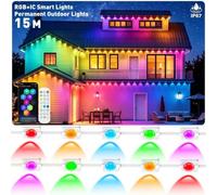 LETIANPAI 15M Permanent Outdoor Lights RGB+IC Lights | RGB+IC , Christmas Lighting,Chasing Lights, Addressable, IP67 Waterproof, Halloween, Christmas
