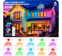 LETIANPAI Permanent Outdoor Christmas Lights RGB+IC 30m | RGB+IC Technology, Outdoor Use, 30m Length, Permanent Install, Christmas Lighting