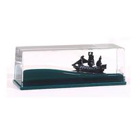LETINE Black Pearl Pirate Ship in a Bottle - Boat in a Box Liquid Wave Fluid Drift Bottle Black Pearl Pirate Model Ship Sailing Simulation for Home Decoration Display Cases Desk Toy Gifts (Box)