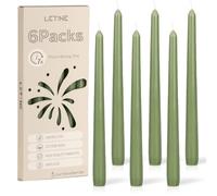 LETINE Pack of 6 Pillar Candles - 7 Hours - Green - 25 cm - Unscented | Cotton wick, burns evenly, suitable as a gift, Christmas, table and wedding decoration