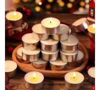 LETINE Tealight Candles | 100 Pack - 6 Hour Long Burning Natural Vegan Tea Lights, Paraffin-Free, Unscented Tealights for Christmas Party, Home, Wedding, Emergency