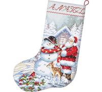 Letistitch Counted Christmas Stocking Snowman and Santa Cross Stitch Kit 24.5 x 37 cm