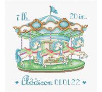 Letistitch counted cross stitch kit "Baby Carousel Boy", 16,5x15,5cm, DIY