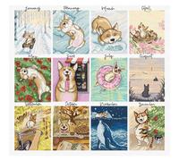 Letistitch counted cross stitch kit "Doggy Calendar", 43x41cm, DIY
