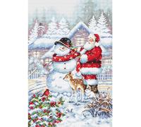 Letistitch Cross Stitch Kit - Snowman and Santa, Christmas L8015