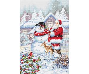 Letistitch Cross Stitch Kit - Snowman and Santa, Christmas L8015