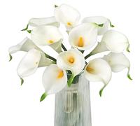 Letjolt Artificial Calla Lily Flowers Fake Flower Bouquet Faux Calla Lilies for Home Kitchen Wedding Party Decor, Yellow White