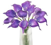 Letjolt Artificial Calla Lily Flowers Fake Flower Bouquet Faux Calla Lilies for Home Kitchen Wedding Party Decor, Purple