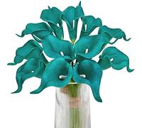 Letjolt Artificial Calla Lily Teal Flowers for Wedding Bouquet Klein Blue Flower 12Pcs Home Decoration Faux Calla Lilies Flower, Teal Blue