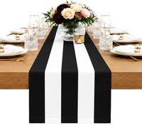 Letjolt Black and White Striped Table Runner for Kitchen Decor Cotton Canvas 12 x 72 Inches Beetlejuice Party Decor