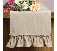 Letjolt Farmhouse Table Runner 108 Inches Long Shabby Chic Ruffled Table Runner Rustic Home Table Decoration for Baby Shower Bride Shower, Natural