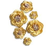 Letjolt Paper Flowers Decorations for Wall Artificial 3D Flowers Home Decor Backdrop Golden Wedding Garlands Baby Shower Decor Bridal Shower (Golden Set 6)