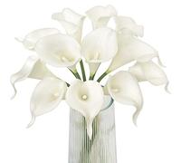 Letjolt White Calla Lily 12Pcs Artificial Flowers Bouquet for Wedding Bride Shower Blessing Gift Home Decoration Faux Calla Lilies Flower, White