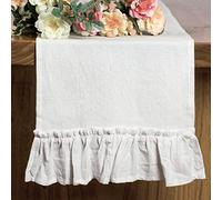 Letjolt White Cotton Table Runner 12''x108'' Shabby Chic Ruffled Farmhouse Rustic Home Decoration for Baby Shower Bride Shower