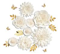 Letjolt White Paper Flowers Decoration for Wall 3D Paper Flowers Home Decor Birthday Party Modern Wedding Backdrop Baby Shower Bridal Shower (White 8Pcs)