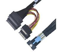 LetLinkSo PCIe 5.0 MCIO x8 to 2 x SFF-8639 Cable for U.2 NVMe SSD with 15Pin Power, 2.1ft(65 cm)