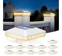 LETMY 12 Pack Solar Post Cap Lights Outdoor, 40 LEDs 4x4 Fence Post Solar Lights Outdoor with 3 Modes, Waterproof Deck Fence Light Solar Powered or Vinyl Wooden Posts