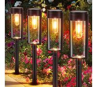 LETMY 4 Pack Solar Lights Outdoor Garden with Warm White Tungsten Filament
