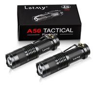 LETMY A50 Tactical Flashlight, Super Bright LED Mini Flashlights with Belt Clip (2 Pack)